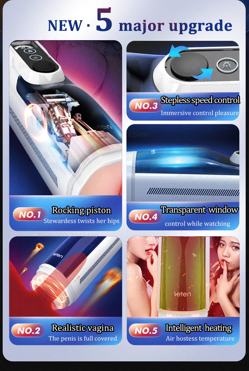 Leten A380 IV - Swinging Piston 10 Thrusting Smart Heating Male Masturbator Leten A380 IV Masturbator Cup