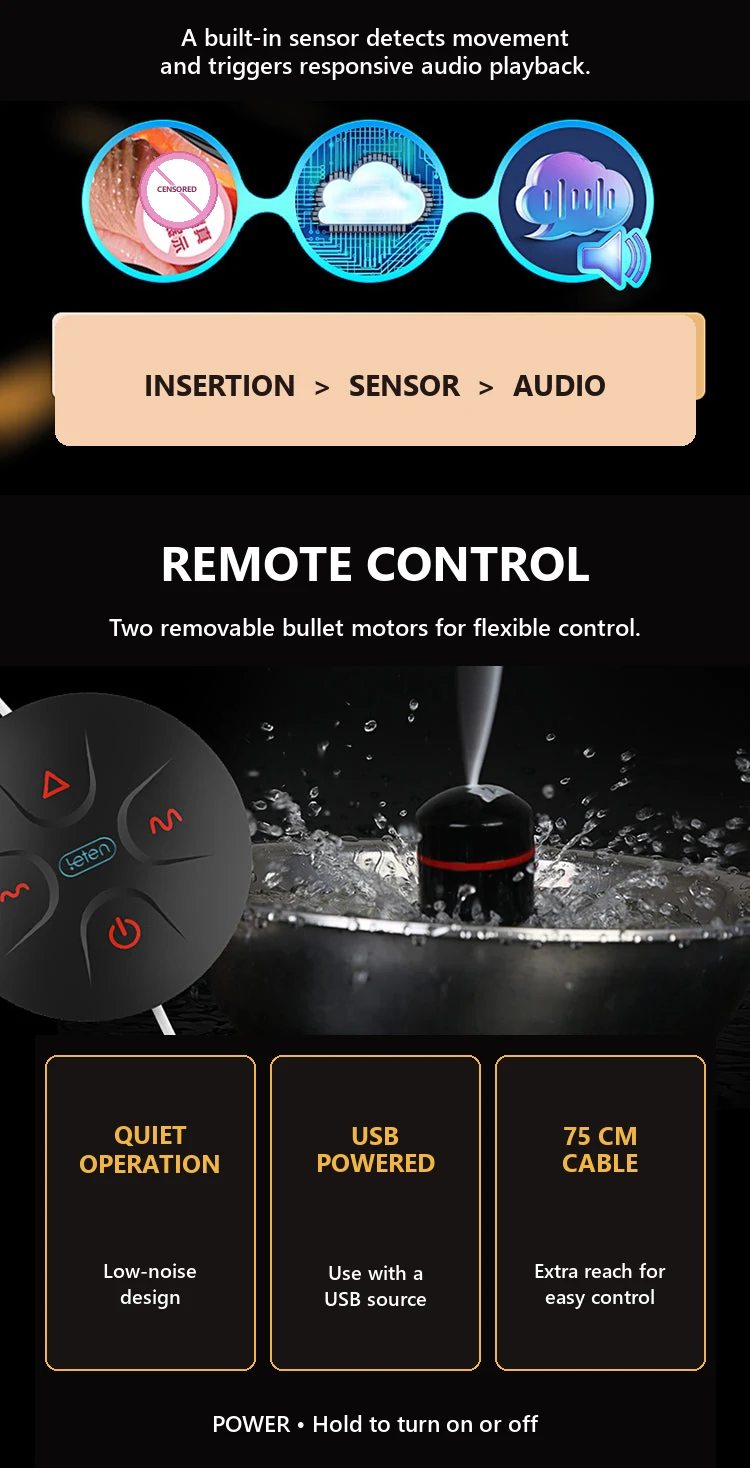 Leten Yui Hatano : vagin réaliste avec double vibration et voix Manette, moteur cylindrique amovible, alimentation par USB et câble de 75 cm
